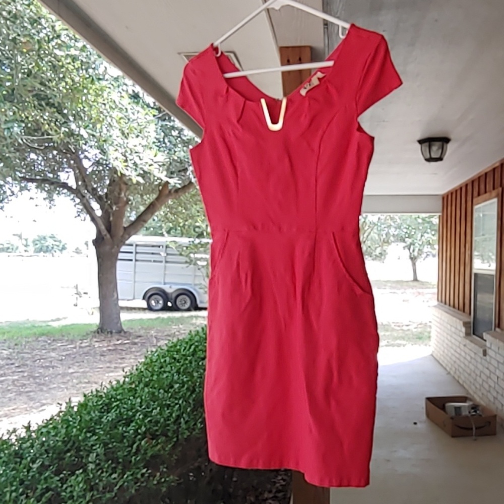 Coral form fitting dress